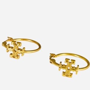 NEW Tory Burch Small Eleanor Hoop Logo Earrings in Gold or Silver